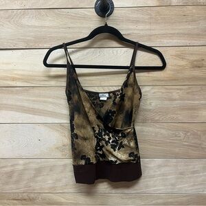 Vintage Y2K brown floral faux wrap going out top